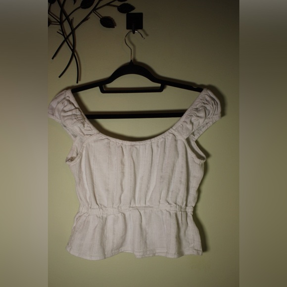 Roxy White Cap Sleeve Top Flowy Fit Blouse Size S - Picture 8 of 9